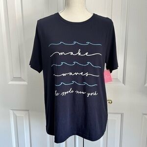 NWT KATE SPADE NEW YORK Women Make Waves T-Shirt, Navy Blue, Size Medium